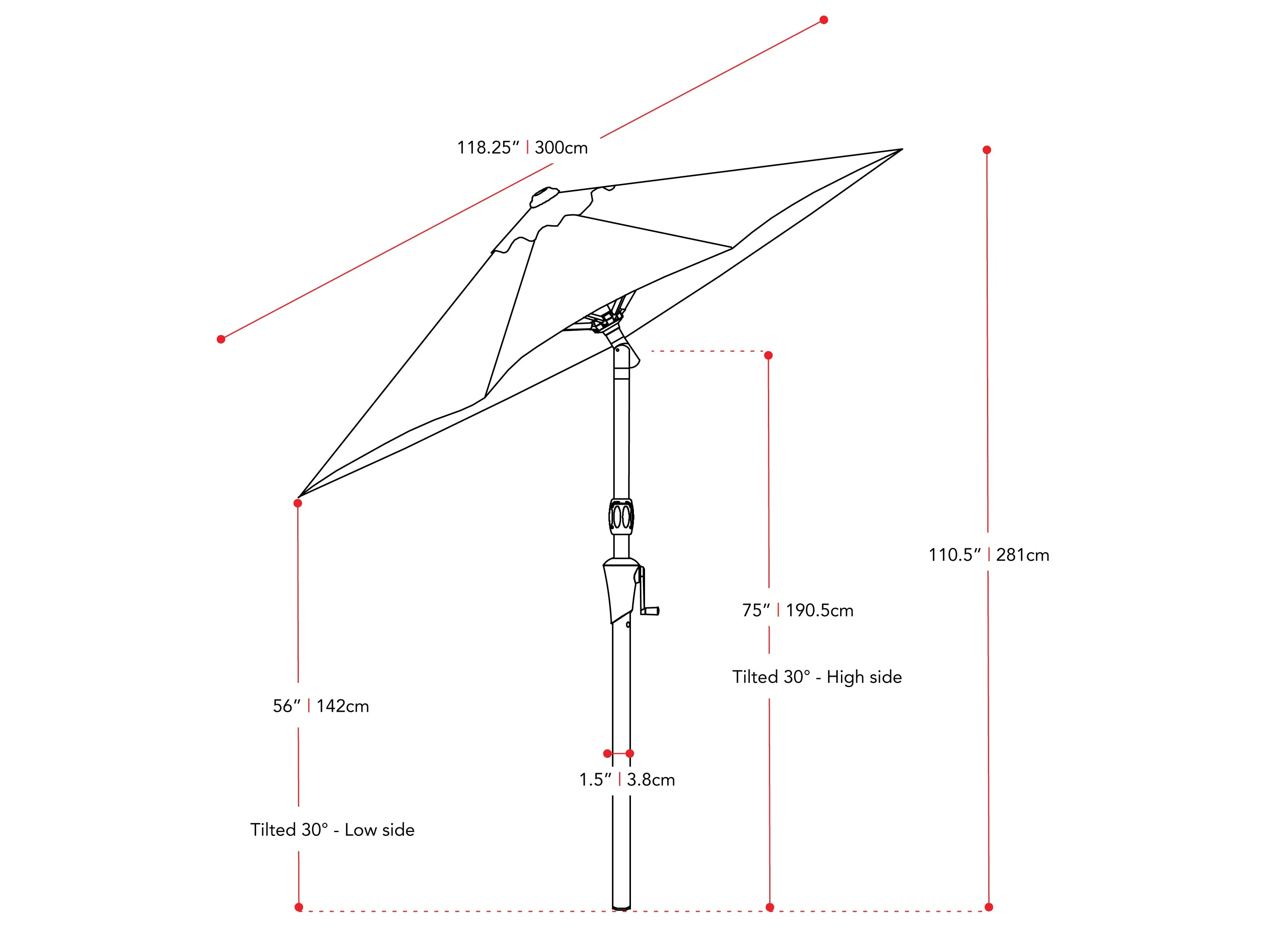 10ft Wind Resistant Orange Patio Umbrella