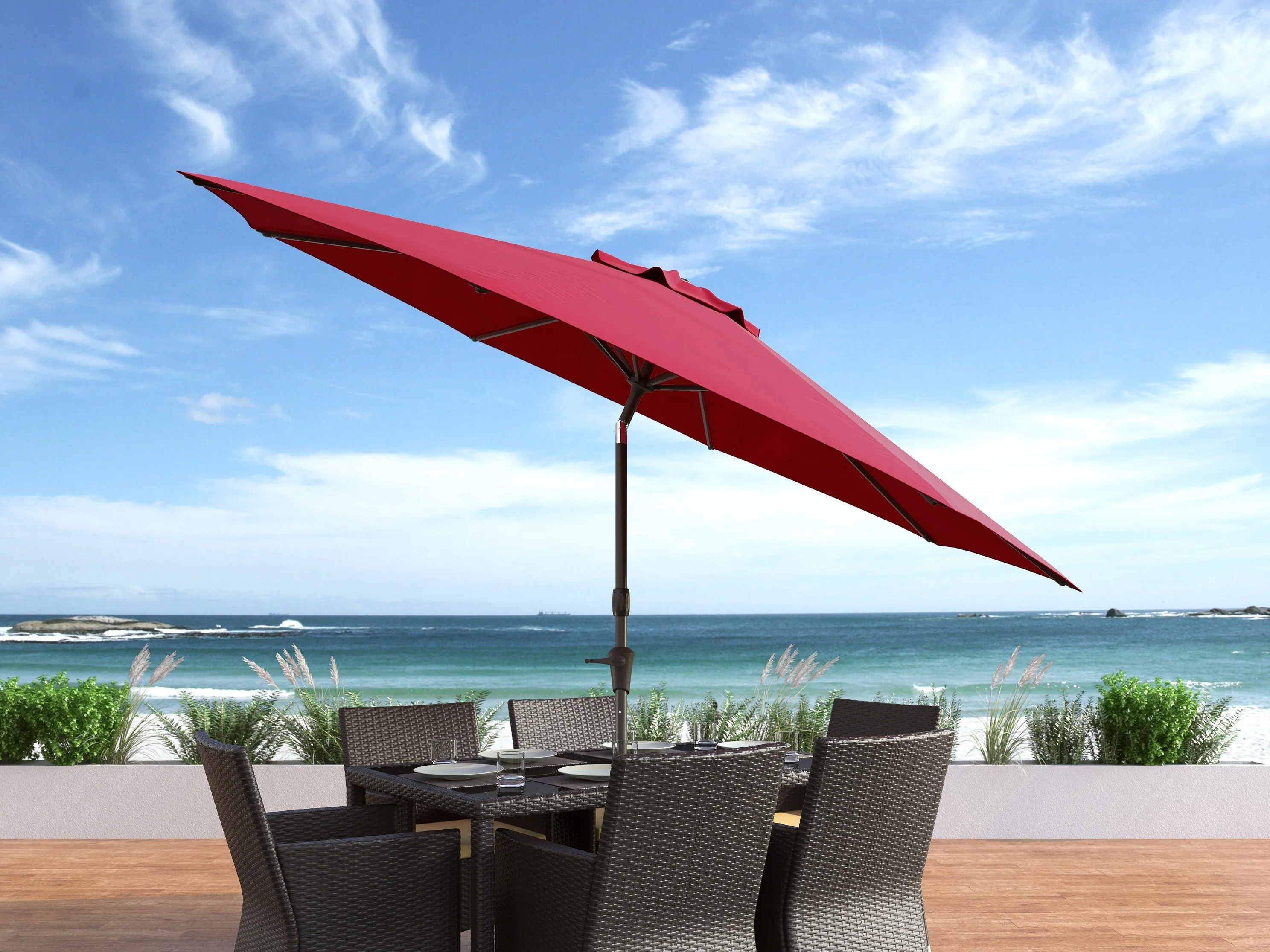 10ft Wind Resistant Wine Red Patio Umbrella