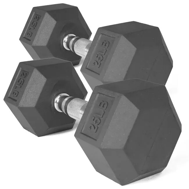 25 LB Rubber Hex Dumbbells