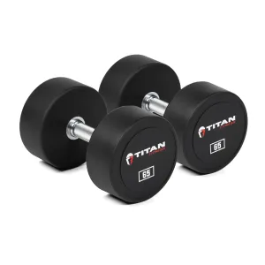 65 LB Pair Classic Round Urethane Dumbbells