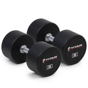 90 LB Pair Classic Round Urethane Dumbbells