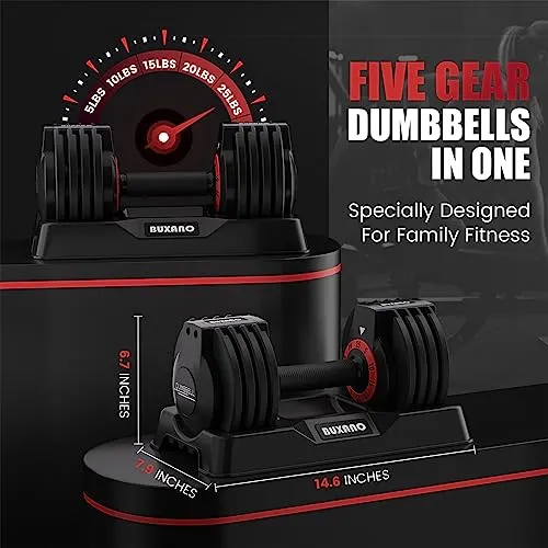 Adjustable Dumbbells 25LB Single Dumbbell Weights, 5 in 1 Free Weights Dumbbell with Anti-Slip Metal Handle, Suitable for Home Gym Exercise Equipment