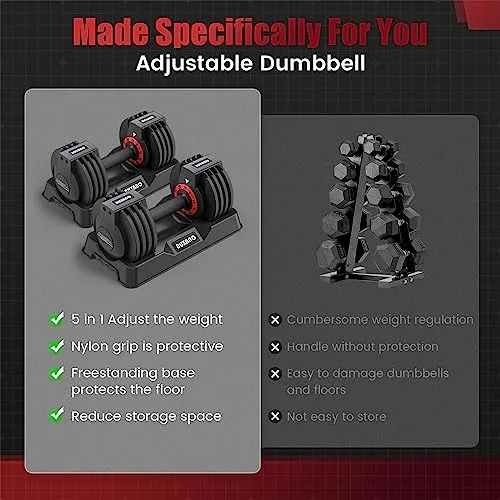 Adjustable Dumbbells 25LB Single Dumbbell Weights, 5 in 1 Free Weights Dumbbell with Anti-Slip Metal Handle, Suitable for Home Gym Exercise Equipment