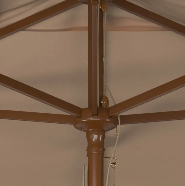 AKLIN RECTANGLE WOODEN PULLEY MARKET UMBRELLA