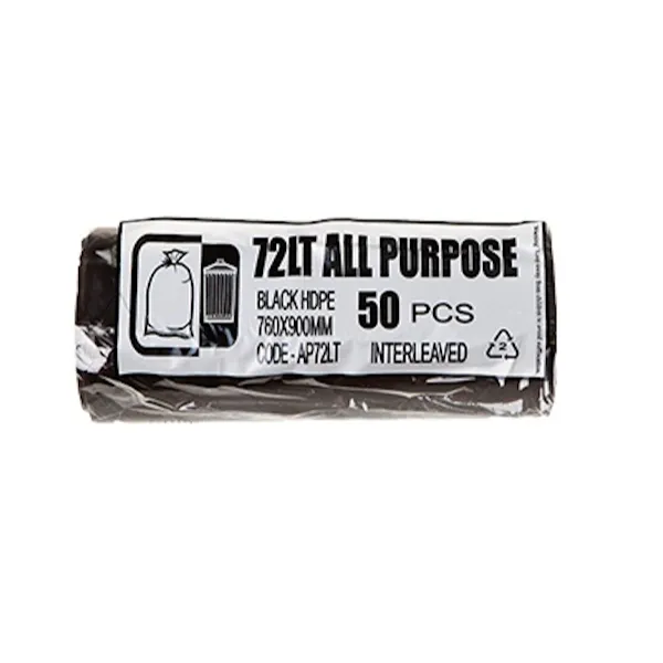 All Purpose 72Lt Black Bin Liners Rolls