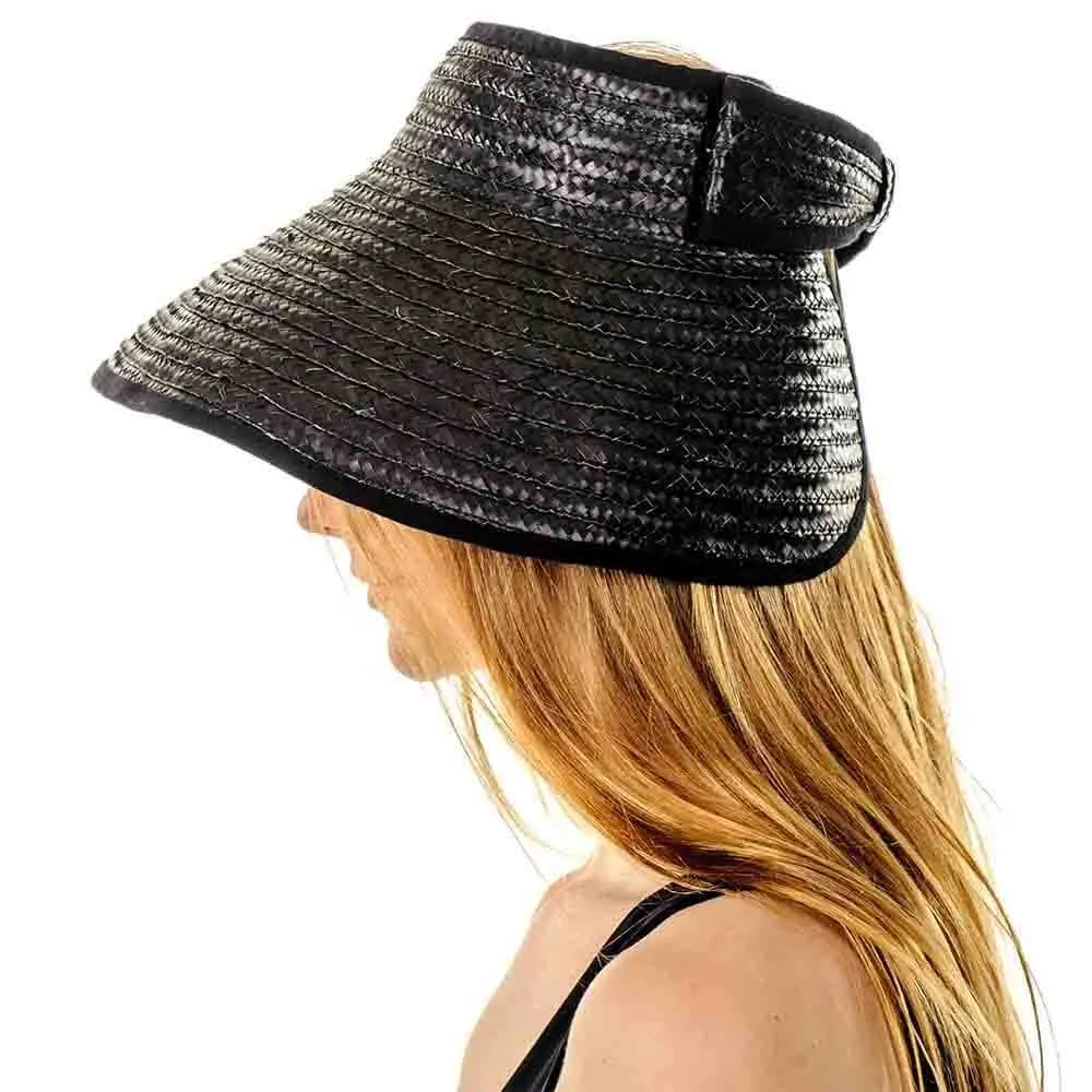 Black Bow Straw Sun Hat