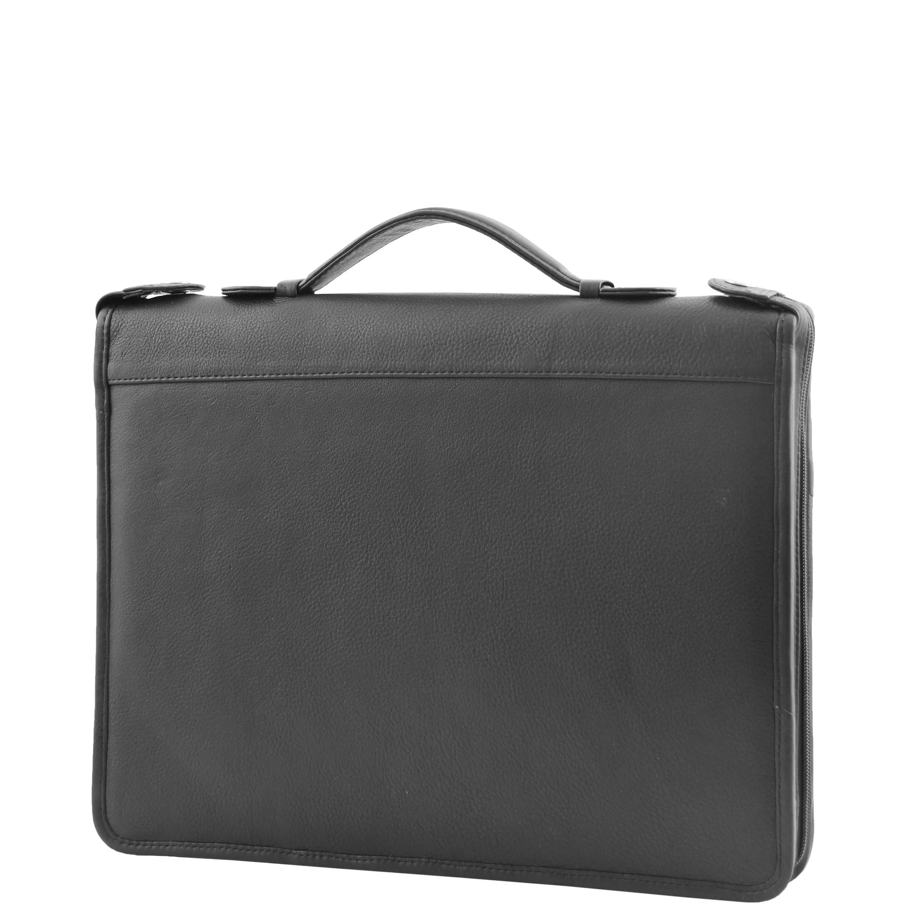 Black Leather A4 Ring Binder File Folio Office Bag Zip Organiser Braga