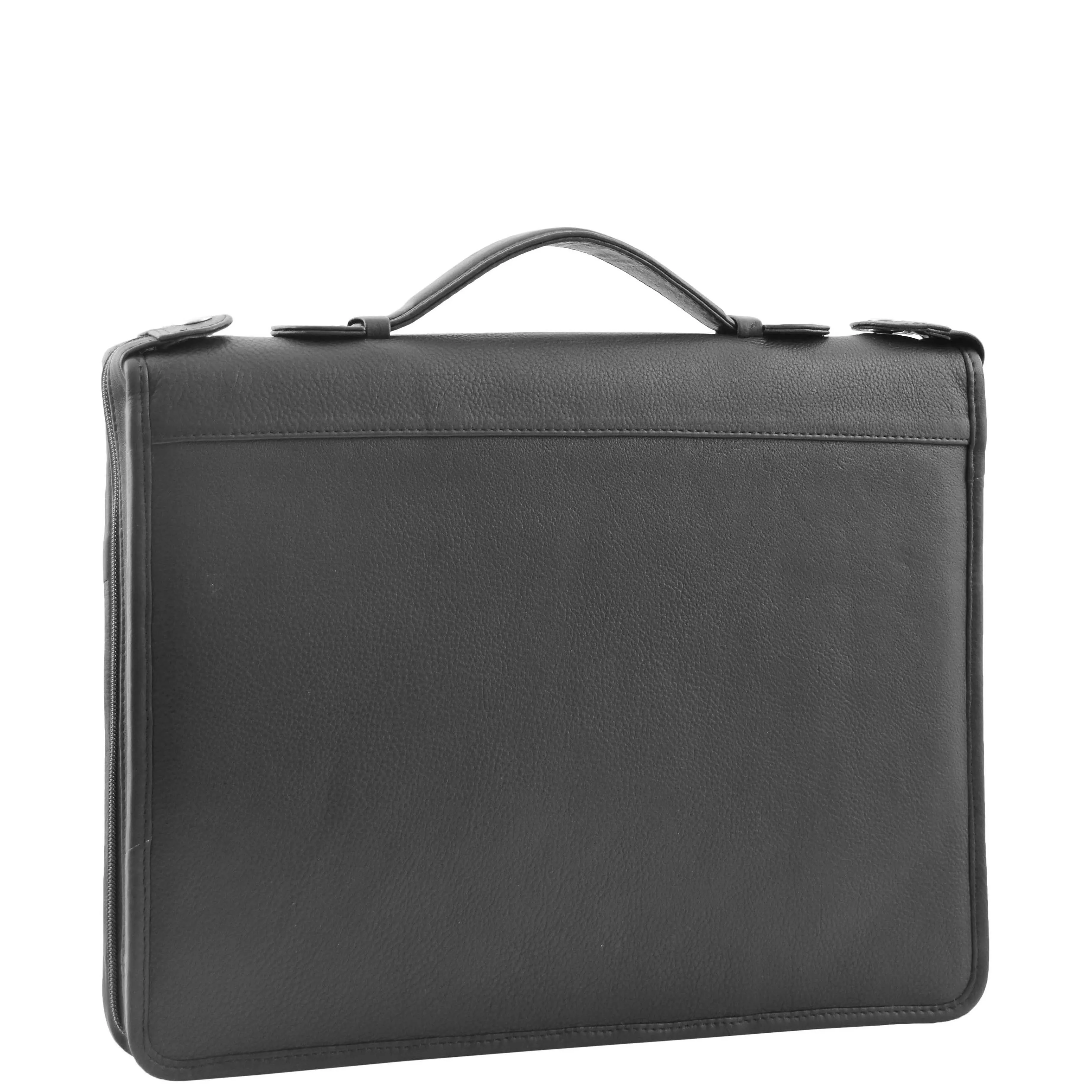 Black Leather A4 Ring Binder File Folio Office Bag Zip Organiser Braga