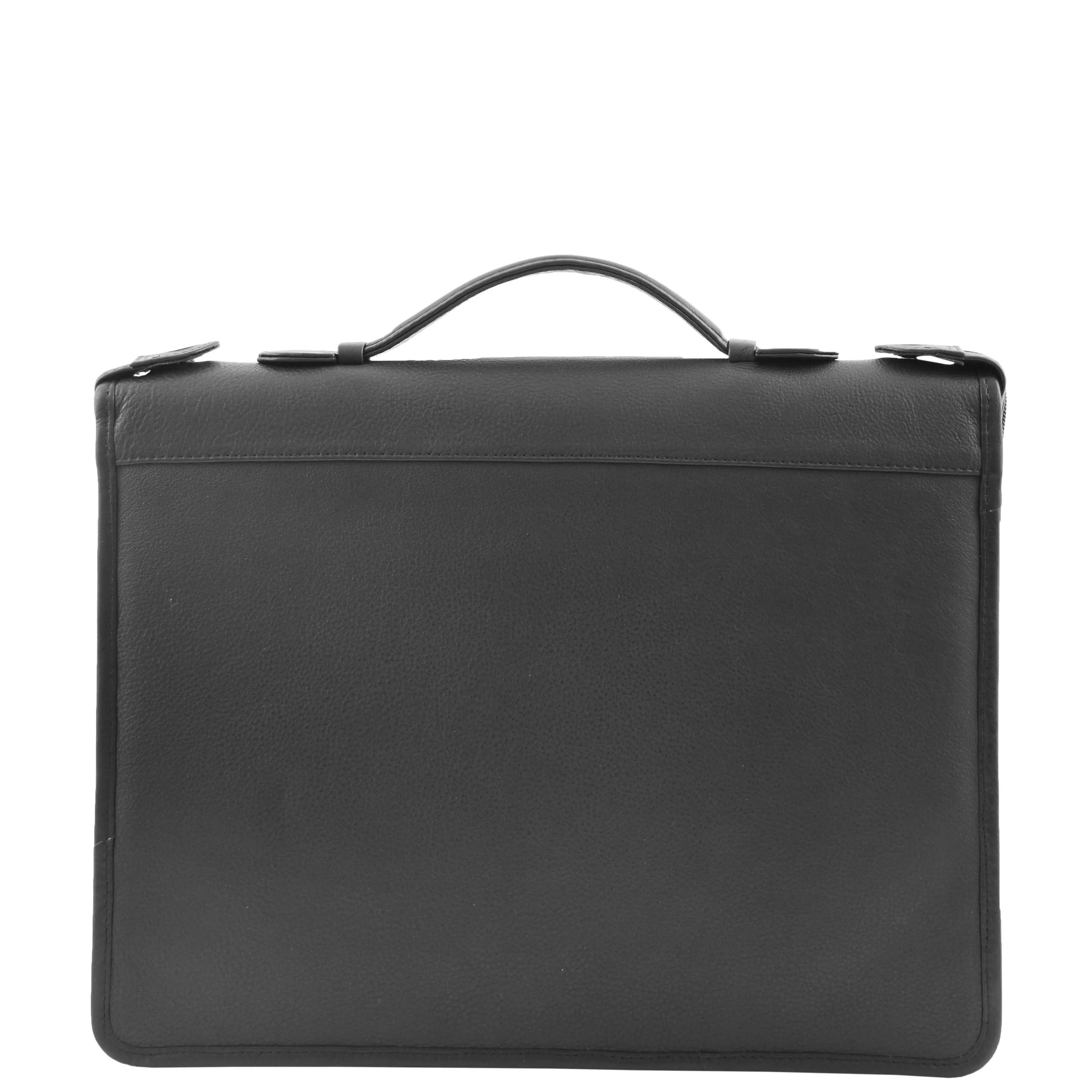 Black Leather A4 Ring Binder File Folio Office Bag Zip Organiser Braga