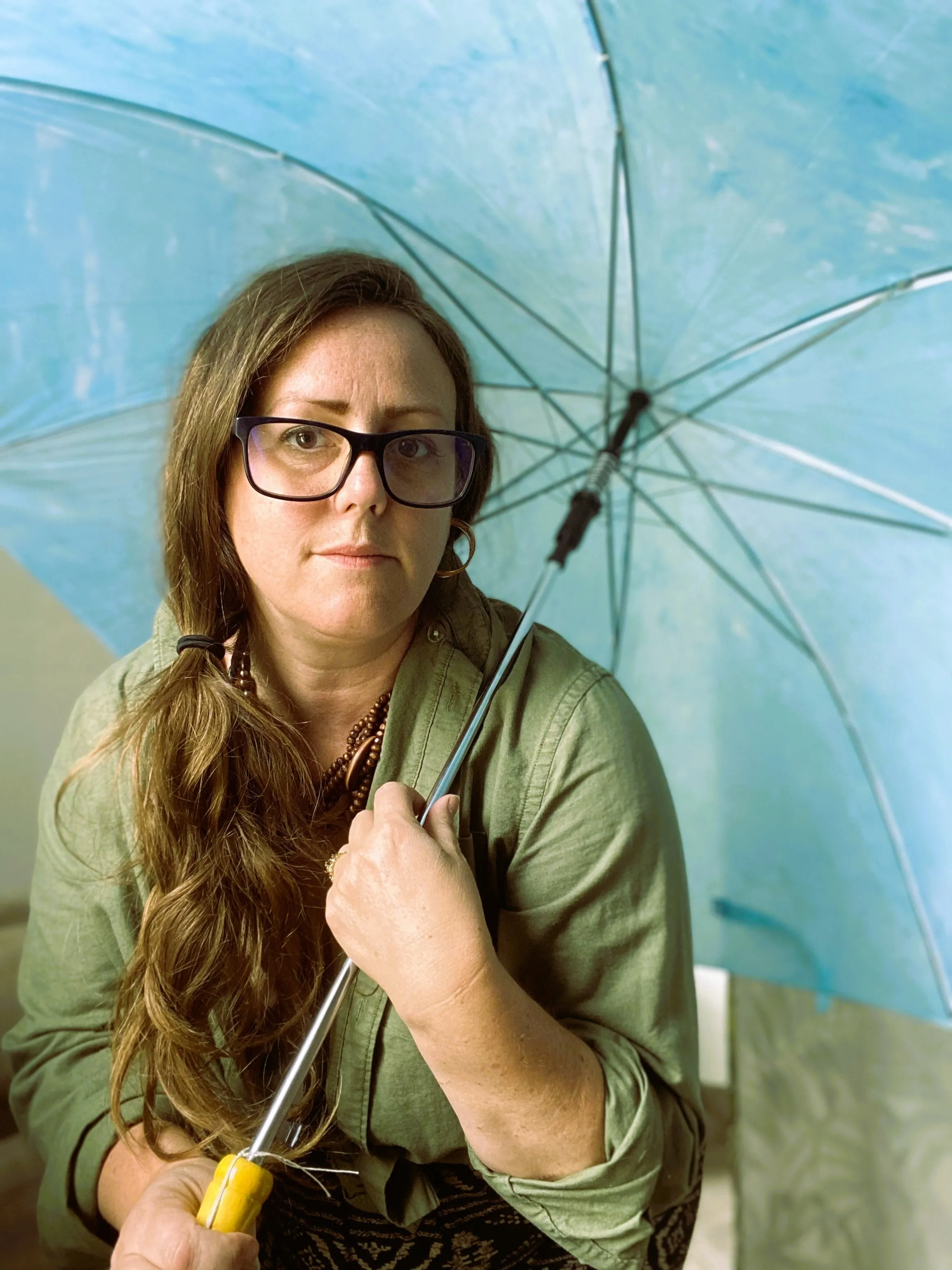 Blue Skies Upcycled Hand Dyed Umbrella