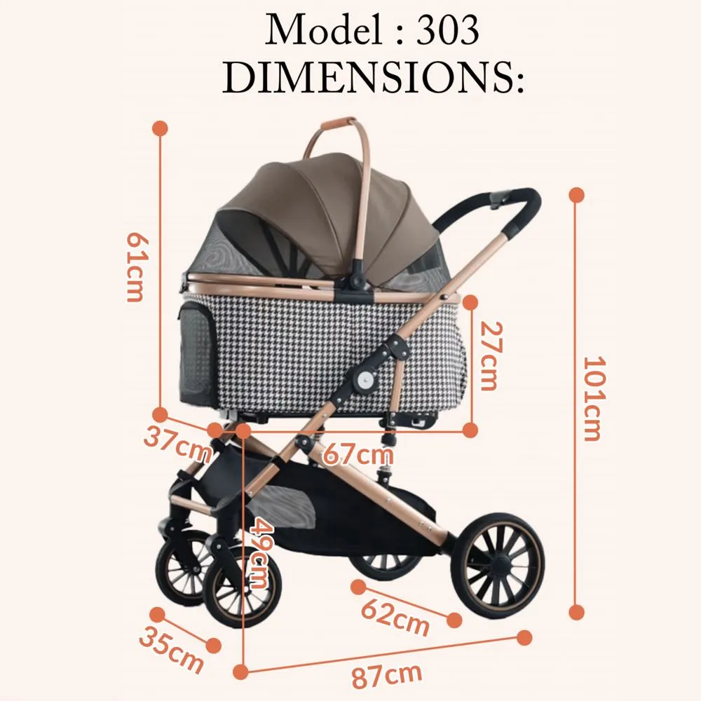 BNDC Pet Stroller 303L For Cats & Dogs (Coffee)