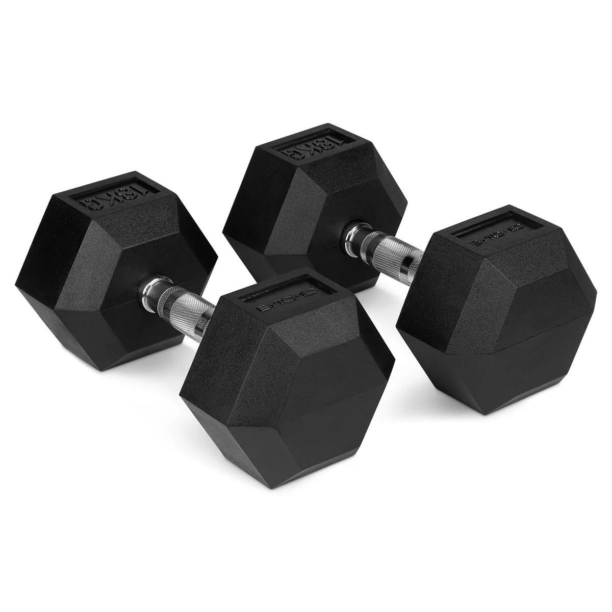 Bytomic Rubber 18kg Hexagon Dumbbell Set Black