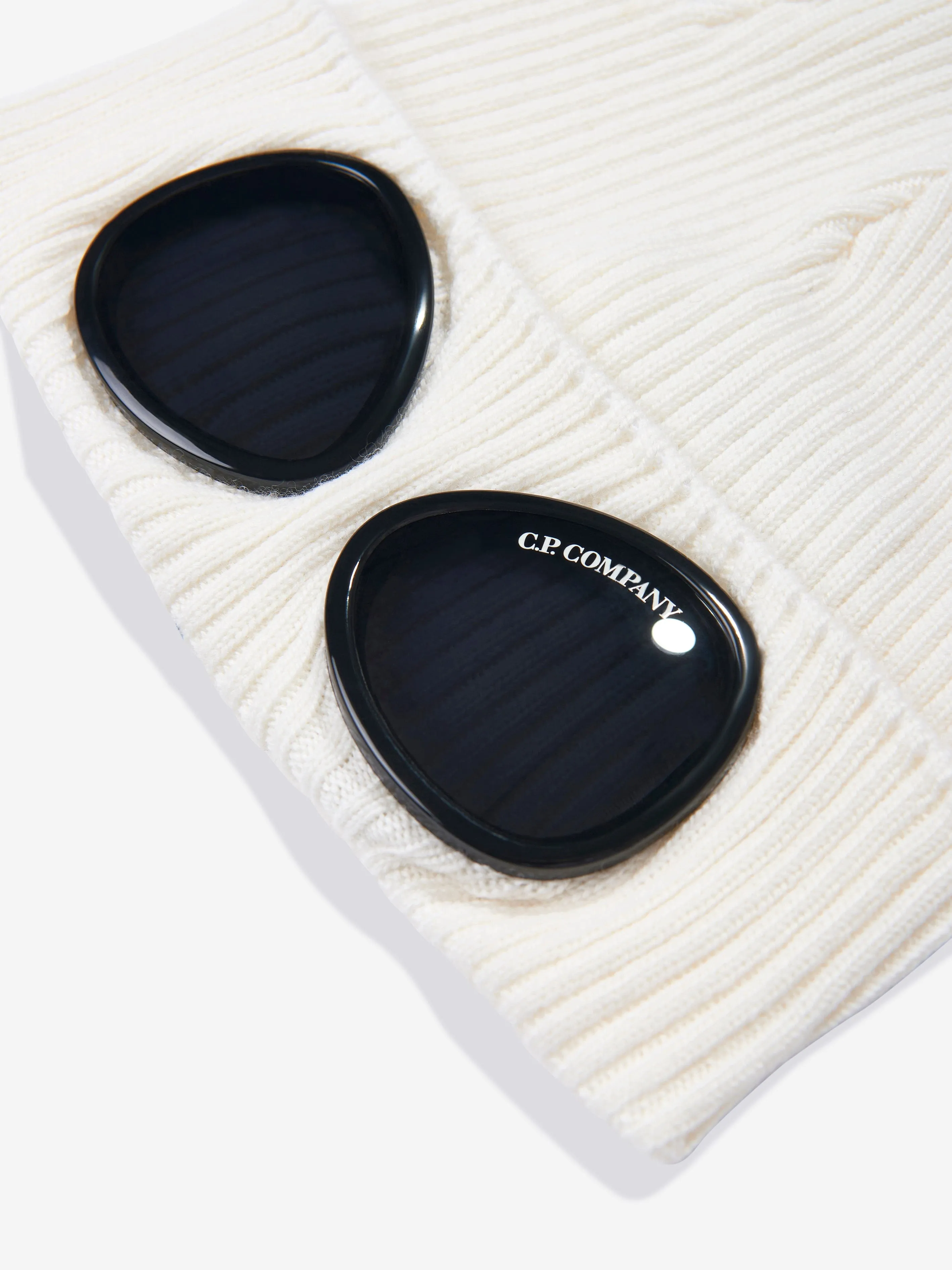 C.P. Company Boys Goggle Beanie Hat in Ivory