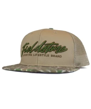 Fieldstone - 6 Panel Script Logo Camo Bill Hat