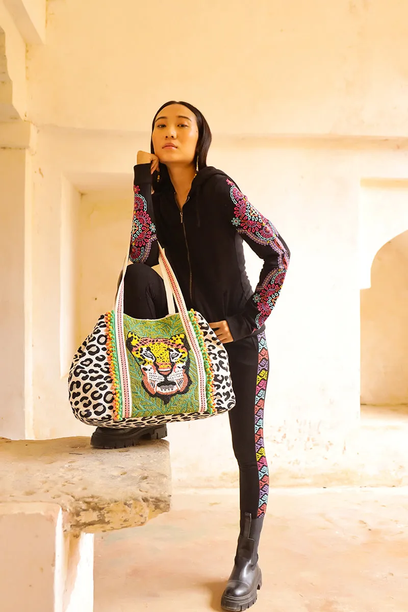 Forestry Leopard Embellished Tote