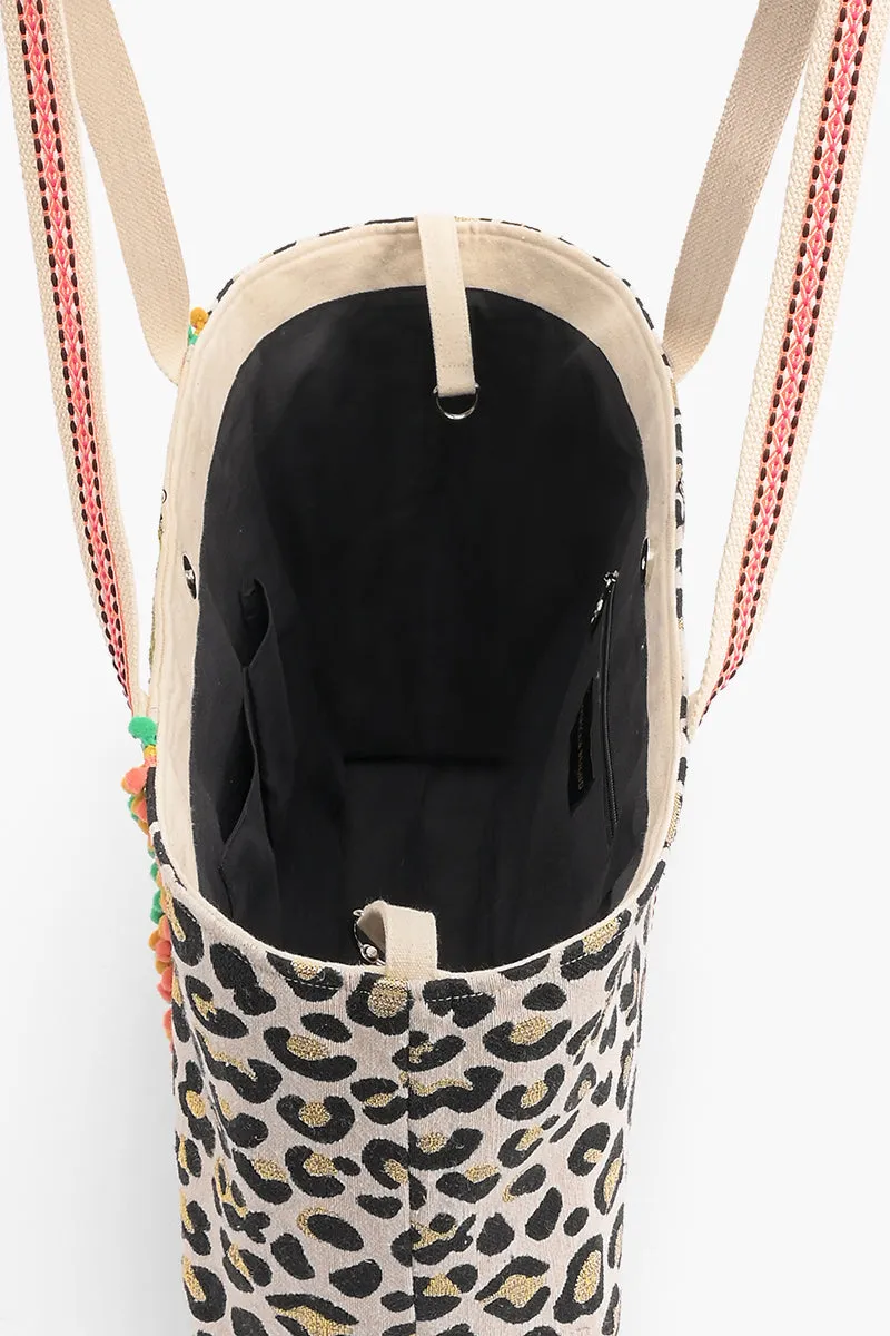 Forestry Leopard Embellished Tote