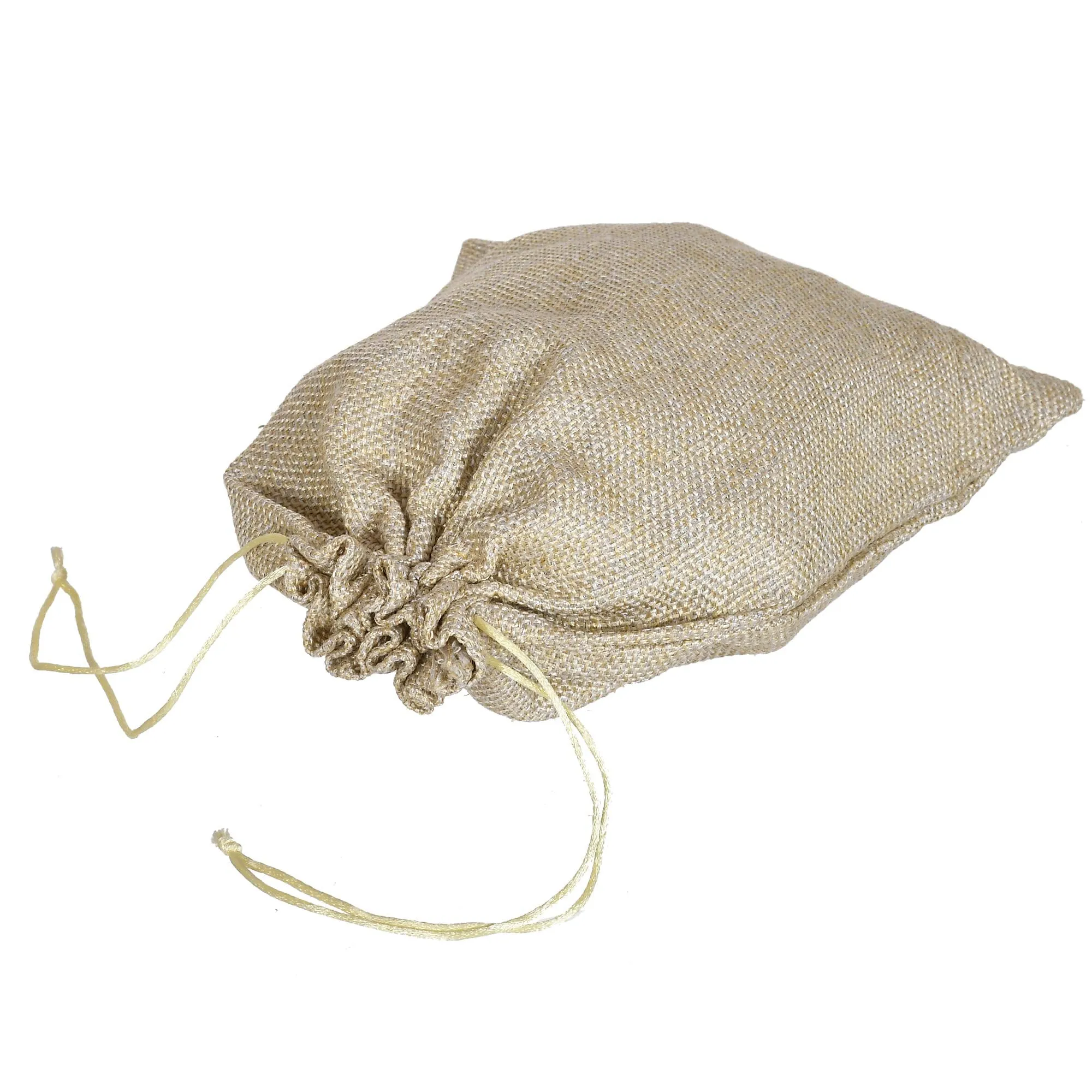 Fun Homes Jute Small Size Potli Gift Bags Wedding Hessian Jute Small Size Bags Linen Jewelry Pouches with Drawstring for Birthday, Party, Wedding Favors-Pack of 4 (Gold) (HS_36_FUNHOMES019516)