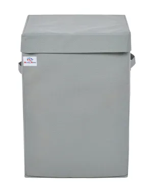 Heart Home Non-Woven Laundry Basket, Clothes Hamper For Laundry Closet, Bedroom, Bathroom With Lid & Handles (Grey)-44HH0186