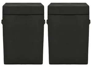 Heart Home Non-Woven Laundry Basket, Clothes Hamper For Laundry Closet, Bedroom, Bathroom With Lid & Handles- Pack of 2 (Black)-44HH0192