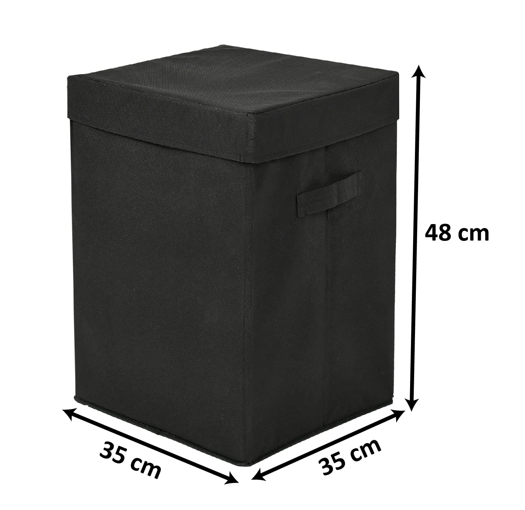 Heart Home Non-Woven Laundry Basket, Clothes Hamper For Laundry Closet, Bedroom, Bathroom With Lid & Handles- Pack of 2 (Black)-44HH0192