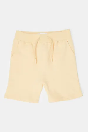 Infant Boys Peach Plain Active Shorts