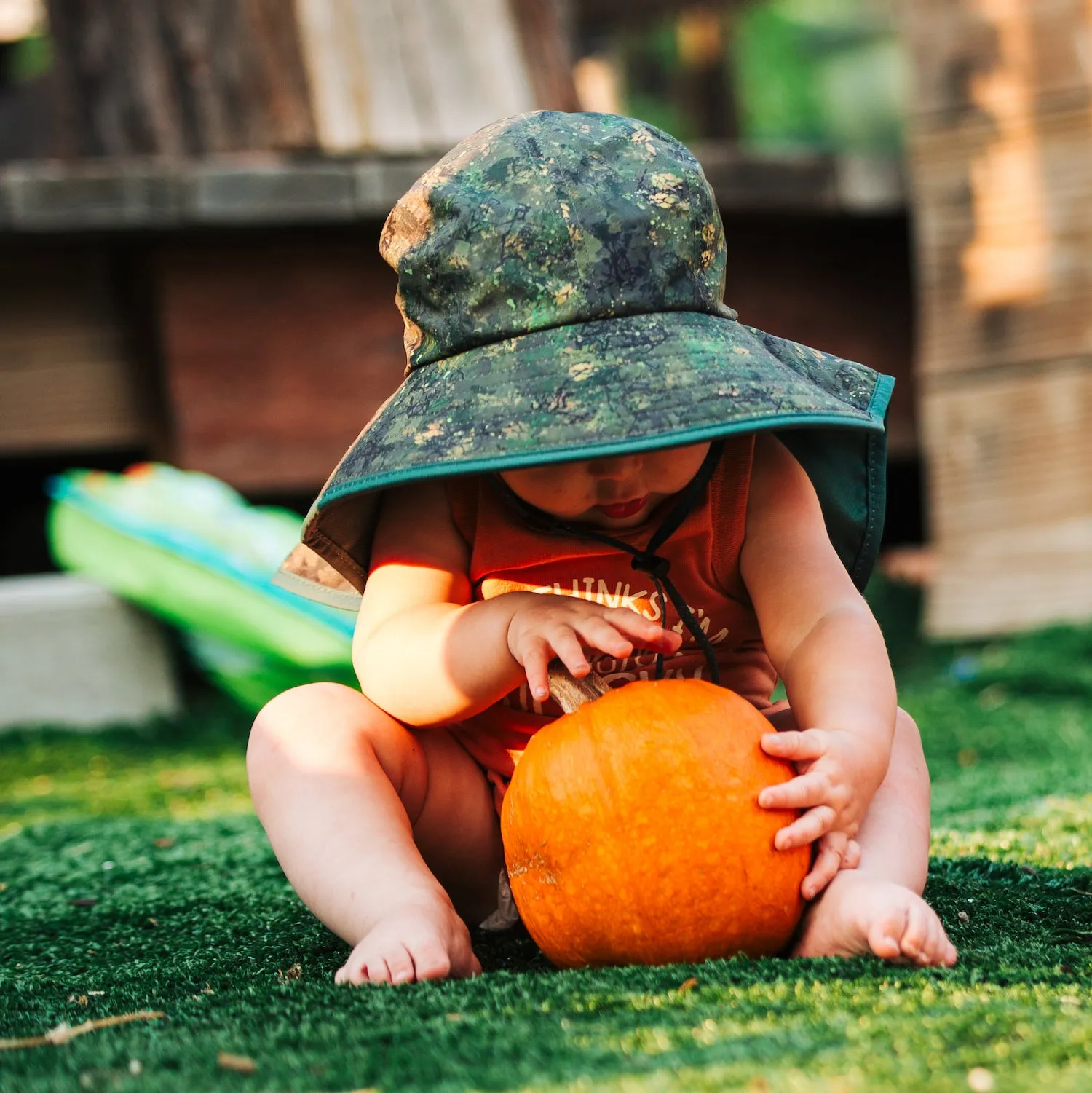 Kid's Sun Hat - Green Brush Camo