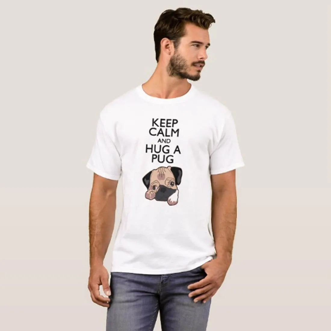 Nutcase Designer Round Neck Men's T-Shirt Wrinkle-Free Poly Cotton Tees - Keep Calm and Hug