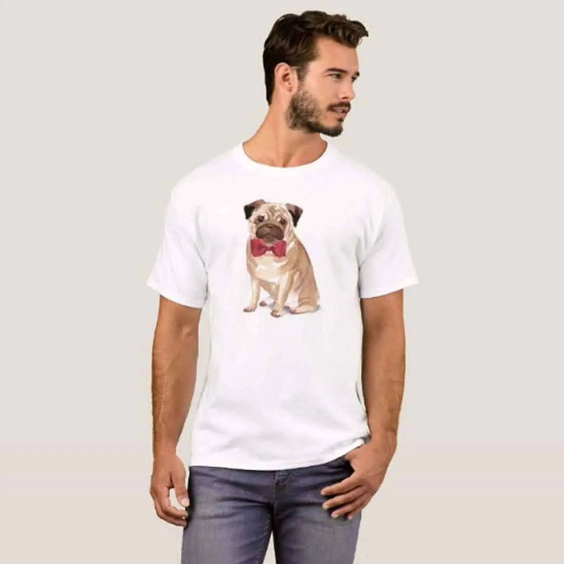 Nutcase Designer Round Neck Men's T-Shirt Wrinkle-Free Poly Cotton Tees - Puggy