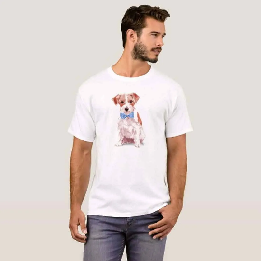 Nutcase Designer Round Neck Men's T-Shirt Wrinkle-Free Poly Cotton Tees - Sweet Doggy