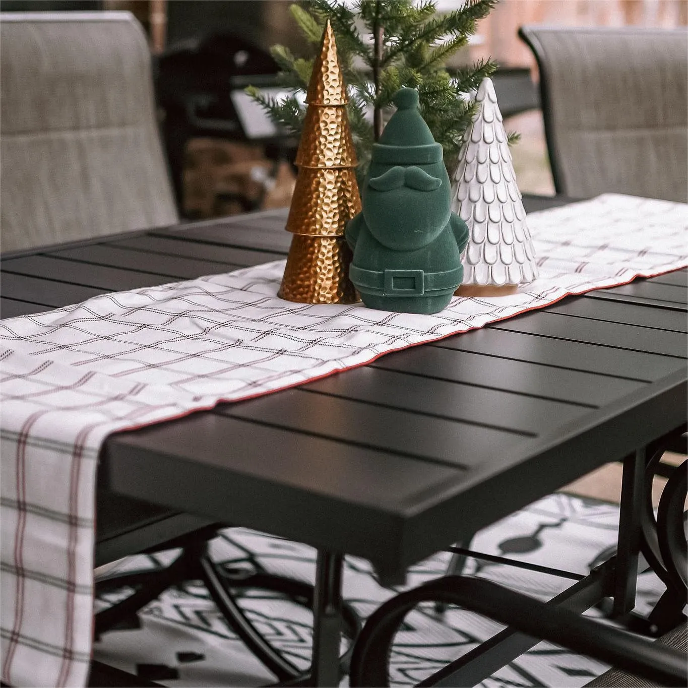 PHI VILLA Panel Steel Rectangle Outdoor Patio Dining Table