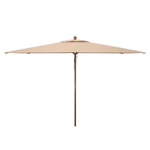 Safavieh Aklin 6.5Ft X 10Ft Rectangle Wooden Pulley Market Umbrella (No Tilt)/Beige , PAT8309