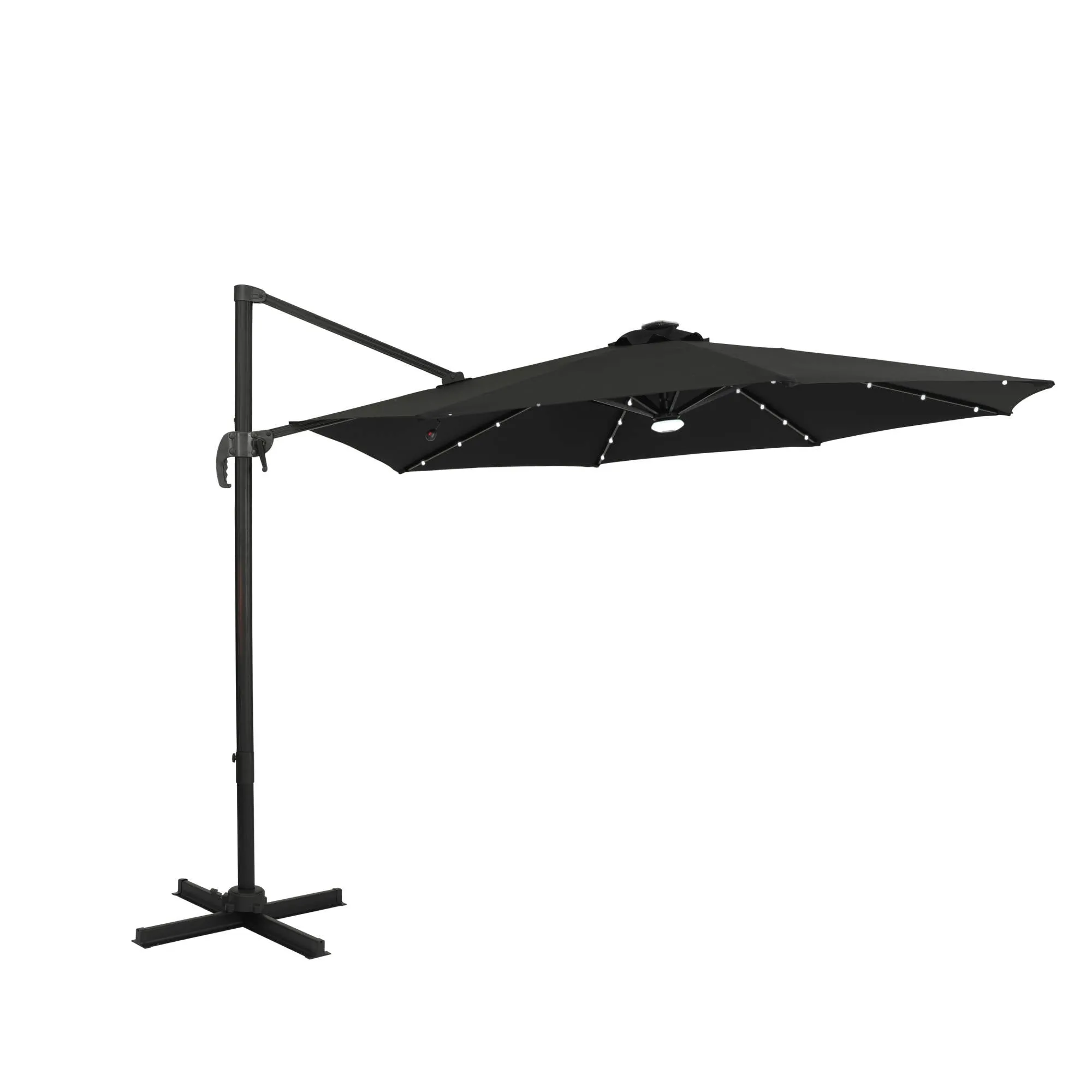 Santiago II 10-ft Octagon Cantilever Umbrella with LED Lights - Polyester Canopy