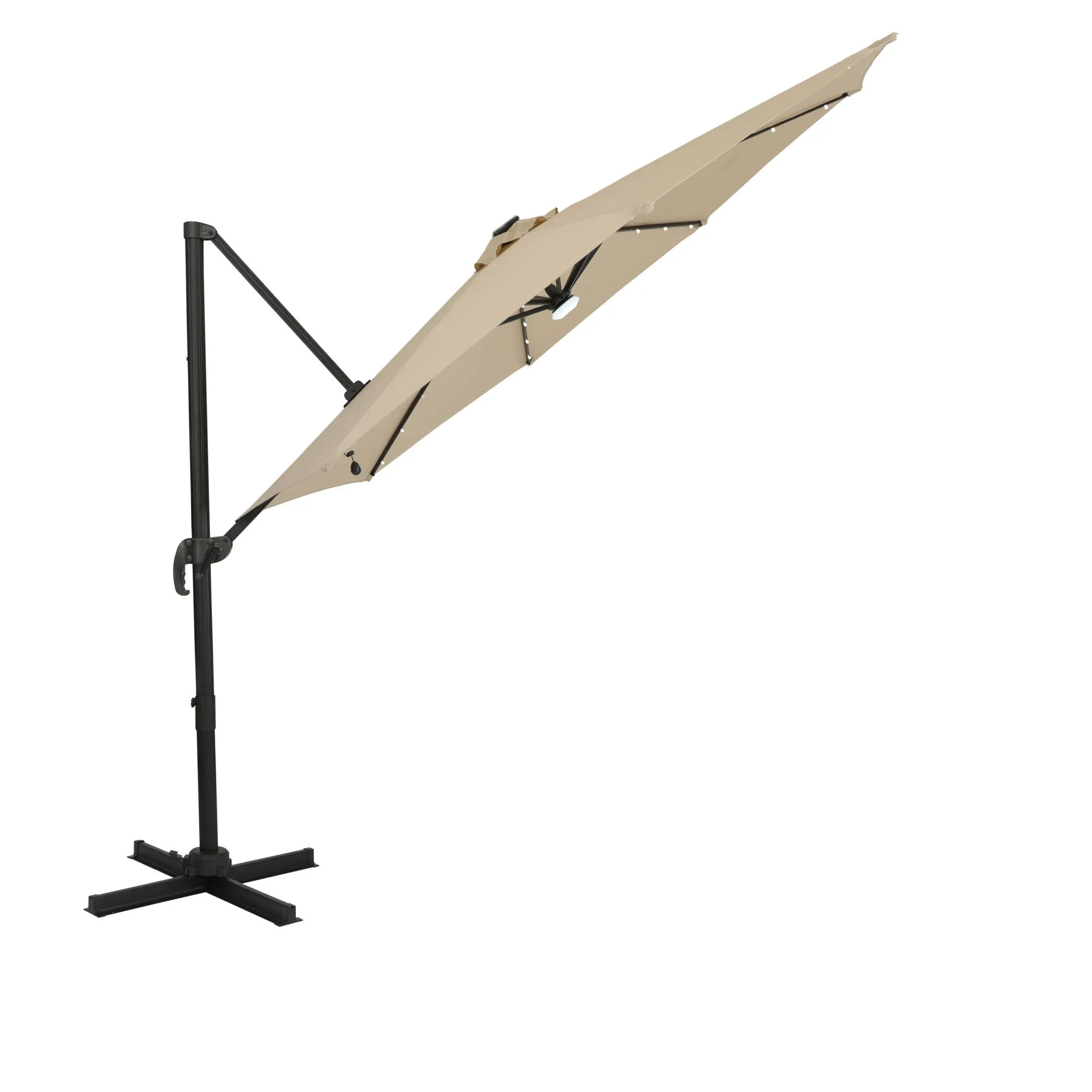 Santiago II 10-ft Octagon Cantilever Umbrella with LED Lights - Polyester Canopy