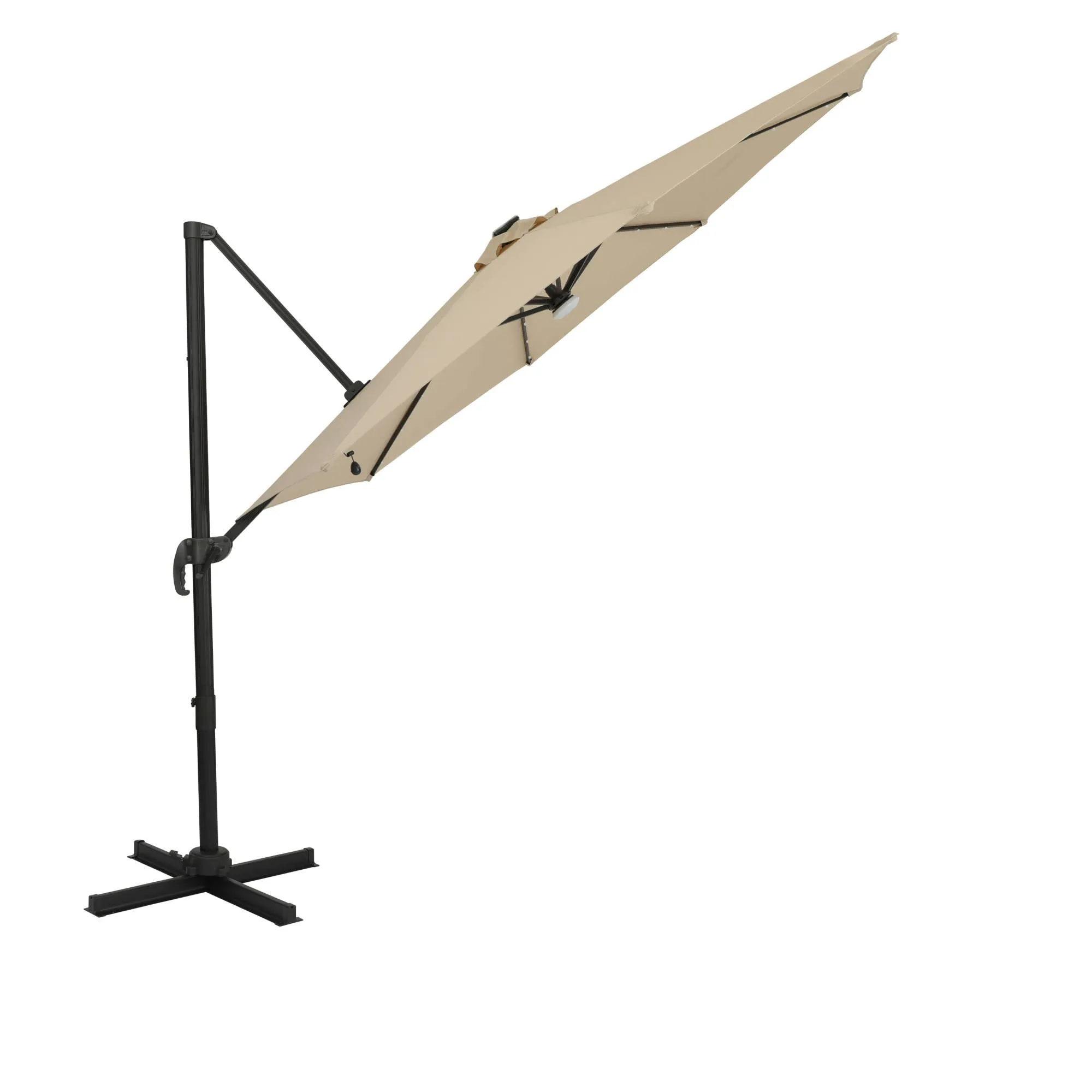 Santiago II 10-ft Octagon Cantilever Umbrella with LED Lights - Polyester Canopy