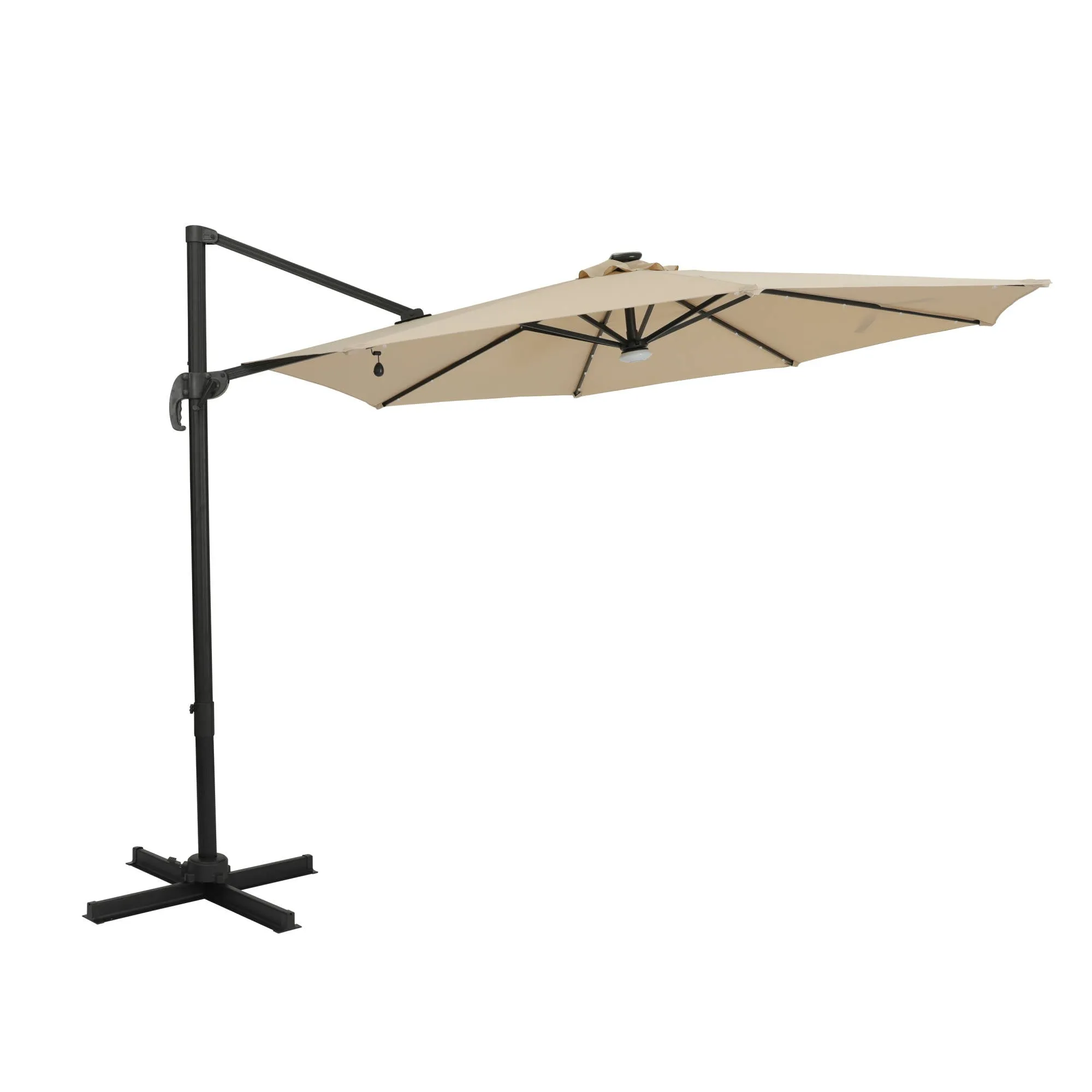 Santiago II 10-ft Octagon Cantilever Umbrella with LED Lights - Polyester Canopy