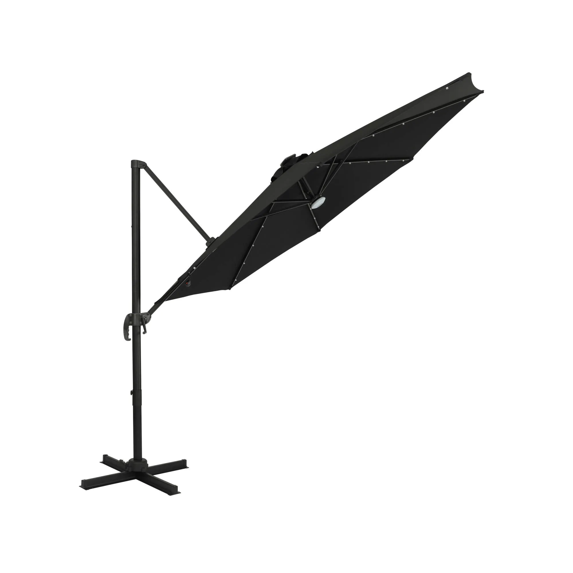 Santiago II 10-ft Octagon Cantilever Umbrella with LED Lights - Polyester Canopy