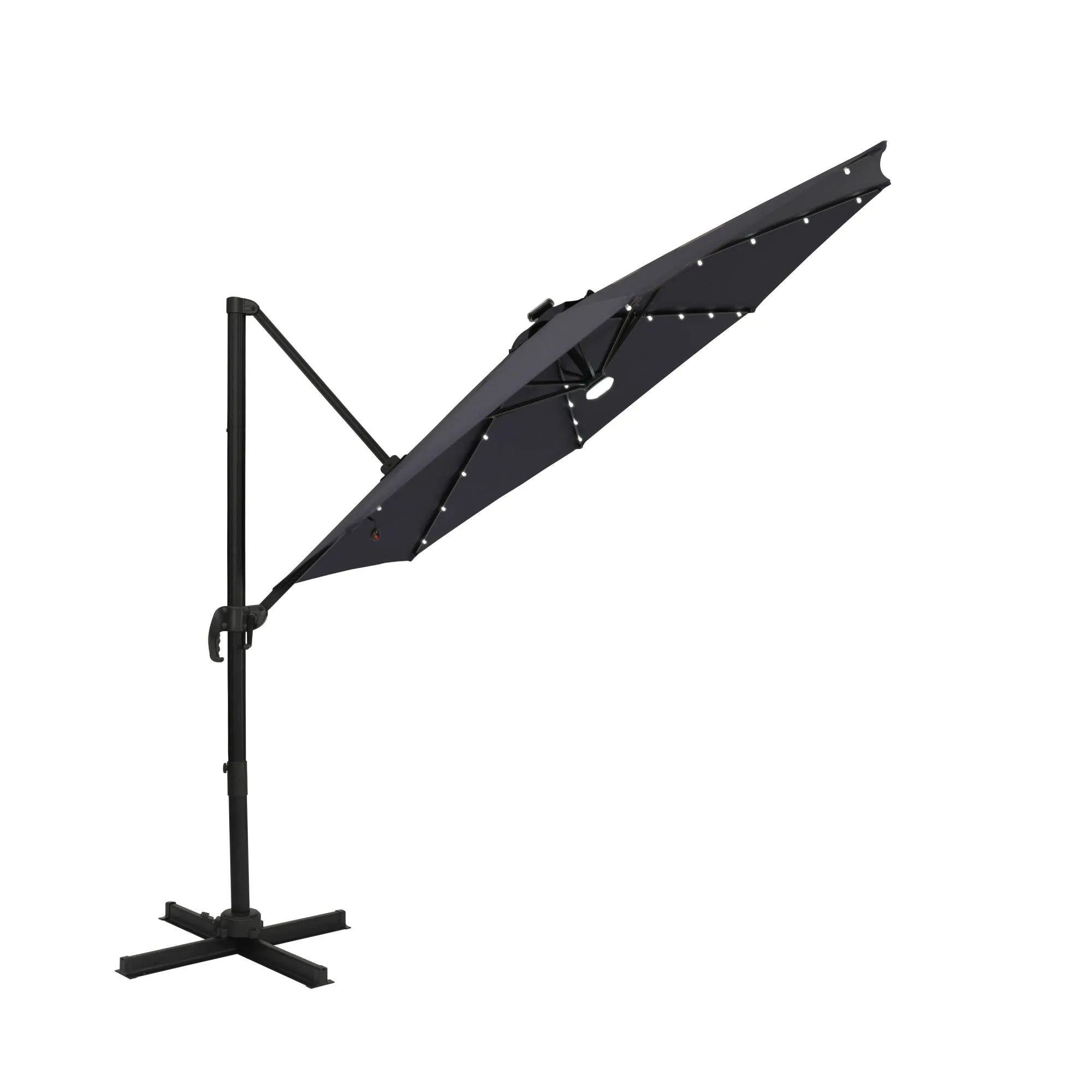 Santiago II 10-ft Octagon Cantilever Umbrella with LED Lights - Polyester Canopy