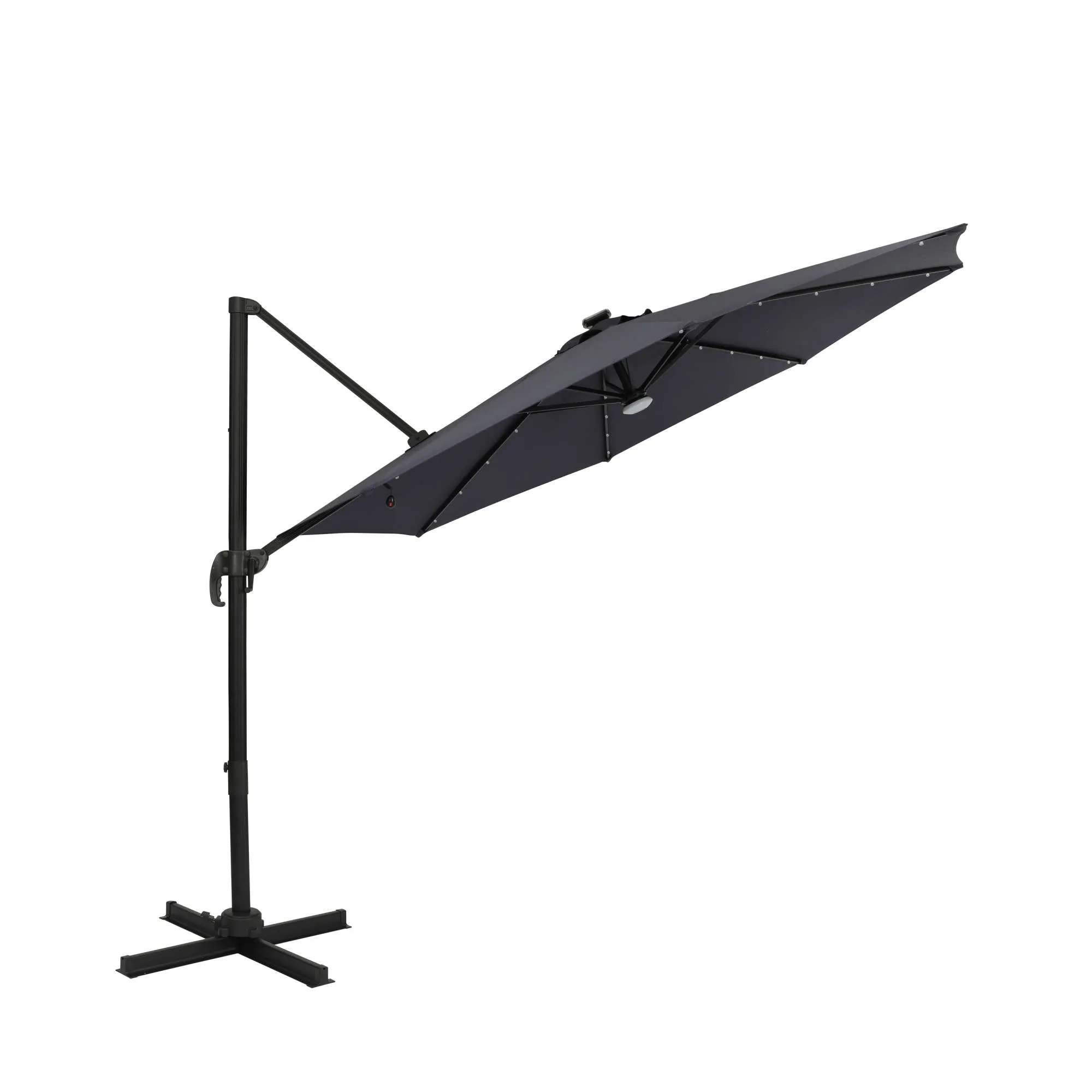 Santiago II 10-ft Octagon Cantilever Umbrella with LED Lights - Polyester Canopy