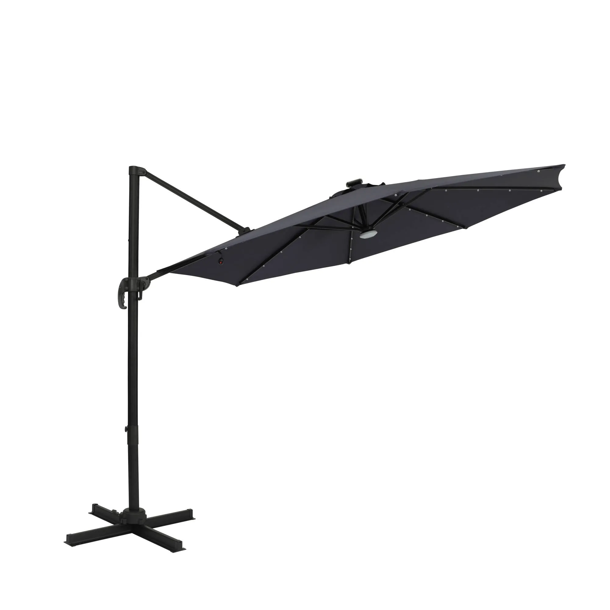 Santiago II 10-ft Octagon Cantilever Umbrella with LED Lights - Polyester Canopy