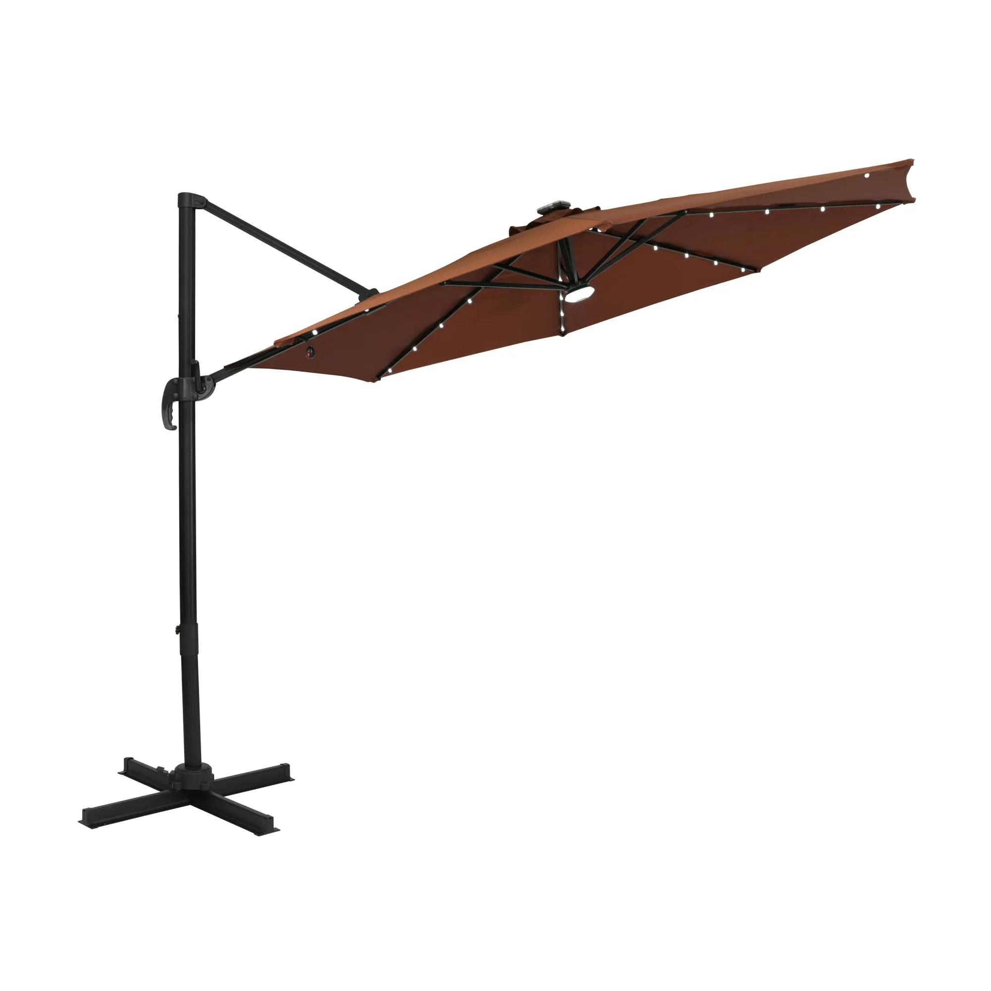 Santiago II 10-ft Octagon Cantilever Umbrella with LED Lights - Polyester Canopy