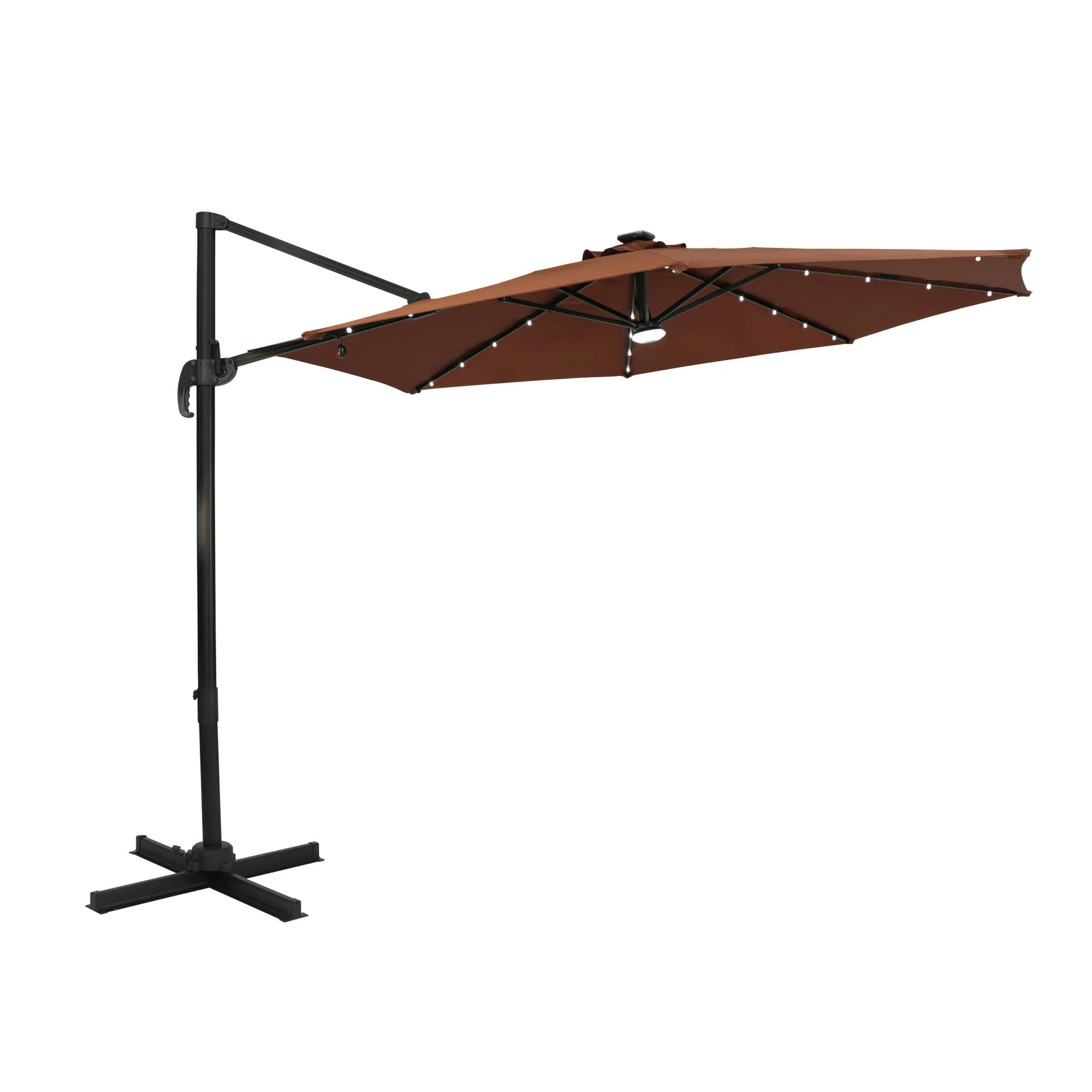 Santiago II 10-ft Octagon Cantilever Umbrella with LED Lights - Polyester Canopy