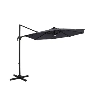 Santiago II 10-ft Octagon Cantilever Umbrella with LED Lights - Polyester Canopy