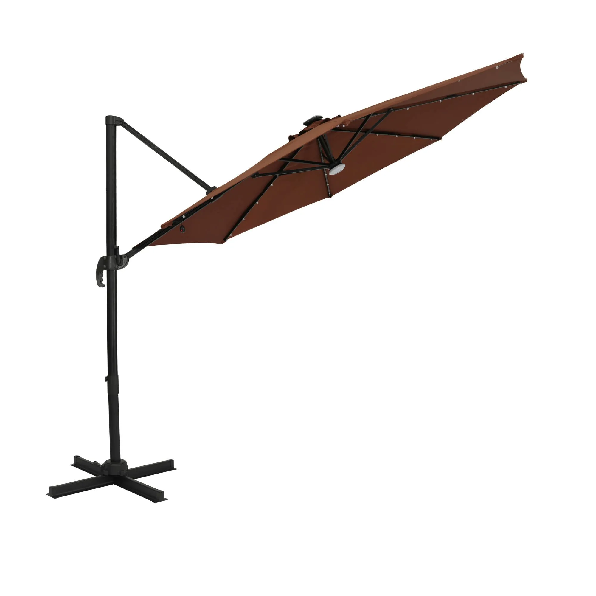 Santiago II 10-ft Octagon Cantilever Umbrella with LED Lights - Polyester Canopy