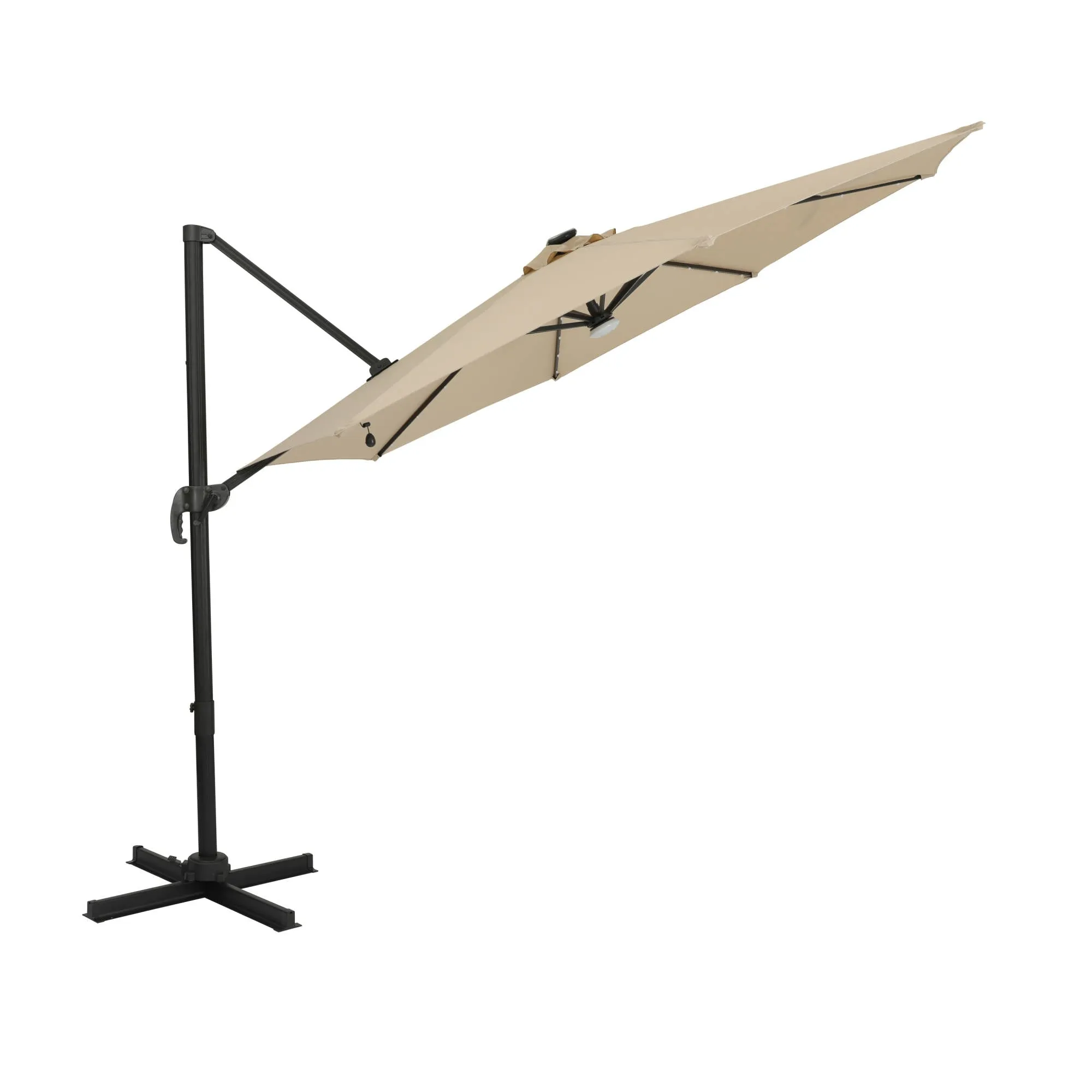 Santiago II 10-ft Octagon Cantilever Umbrella with LED Lights - Polyester Canopy