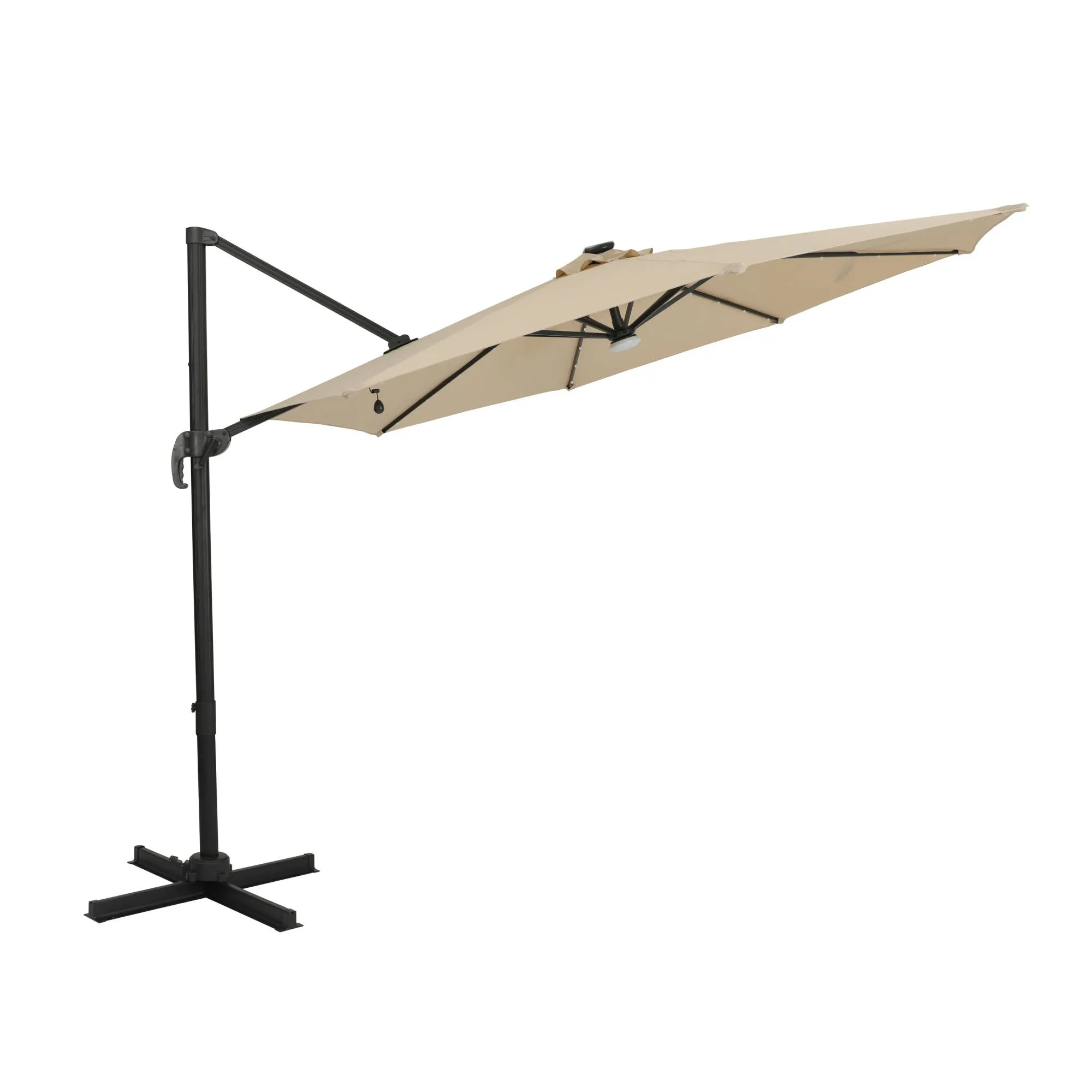 Santiago II 10-ft Octagon Cantilever Umbrella with LED Lights - Polyester Canopy