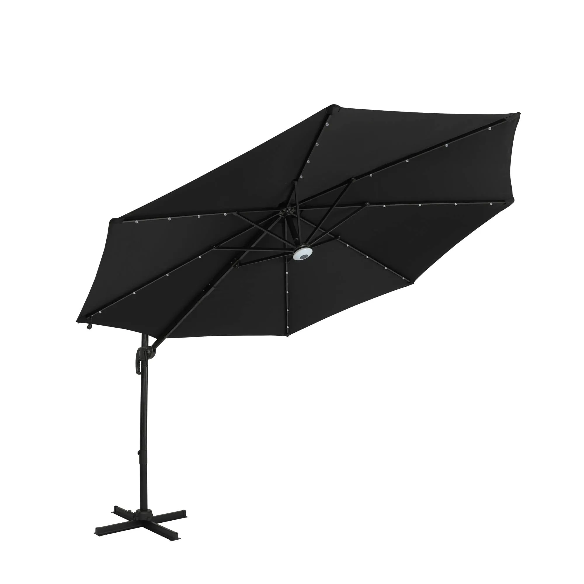 Santiago II 10-ft Octagon Cantilever Umbrella with LED Lights - Polyester Canopy