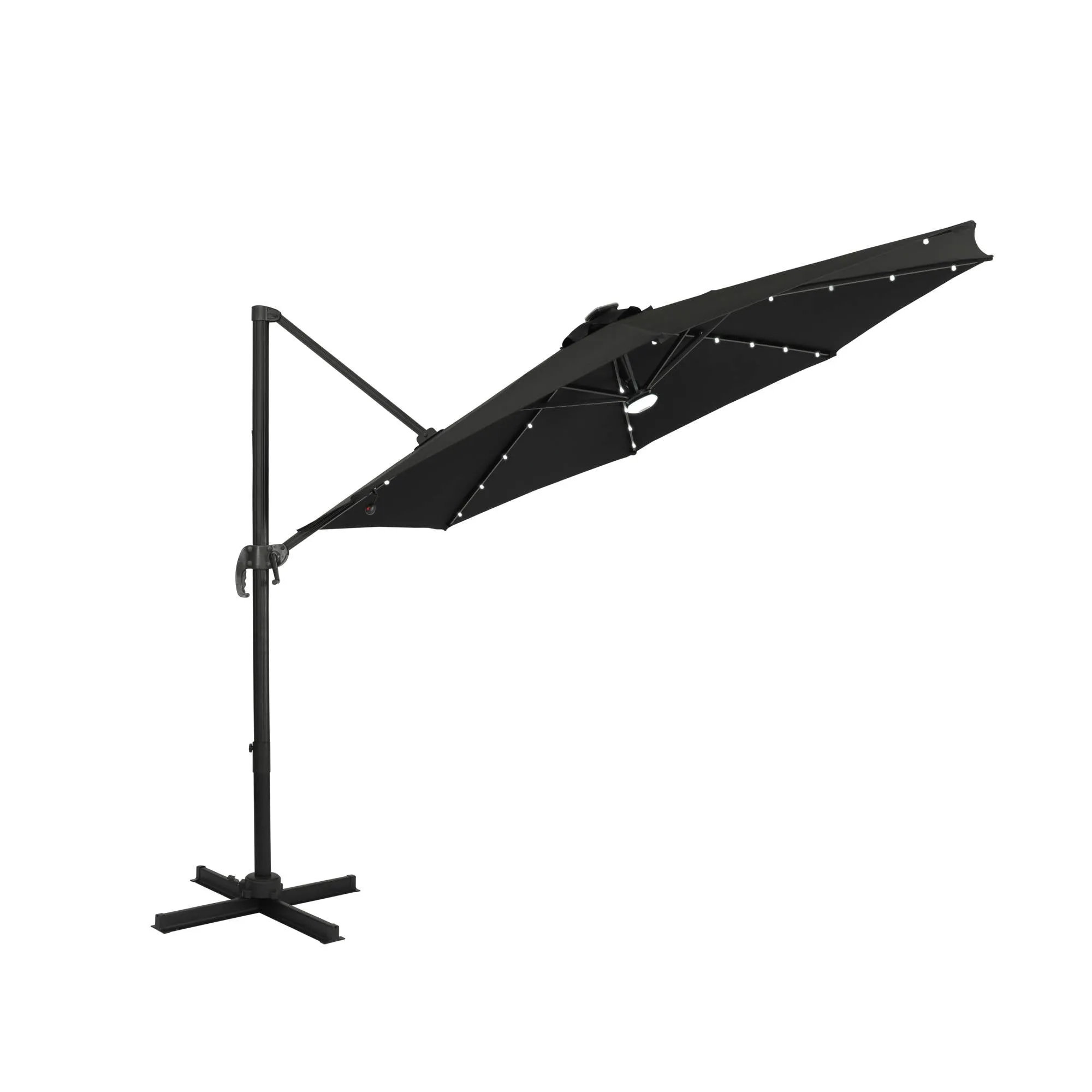 Santiago II 10-ft Octagon Cantilever Umbrella with LED Lights - Polyester Canopy