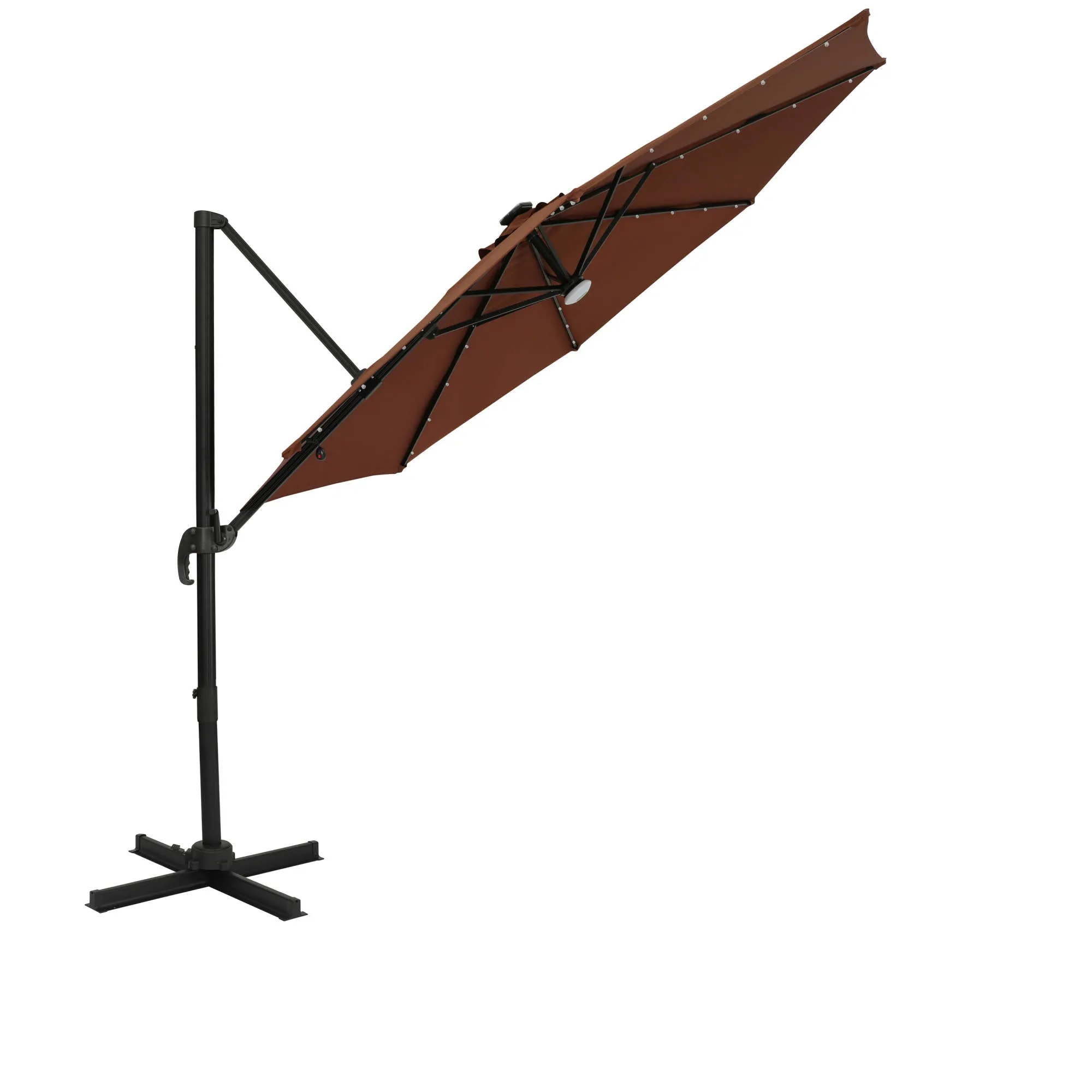 Santiago II 10-ft Octagon Cantilever Umbrella with LED Lights - Polyester Canopy