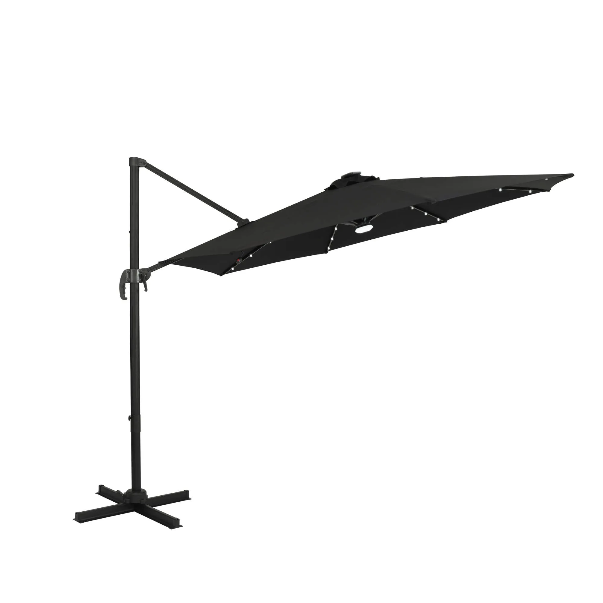 Santiago II 10-ft Octagon Cantilever Umbrella with LED Lights - Polyester Canopy