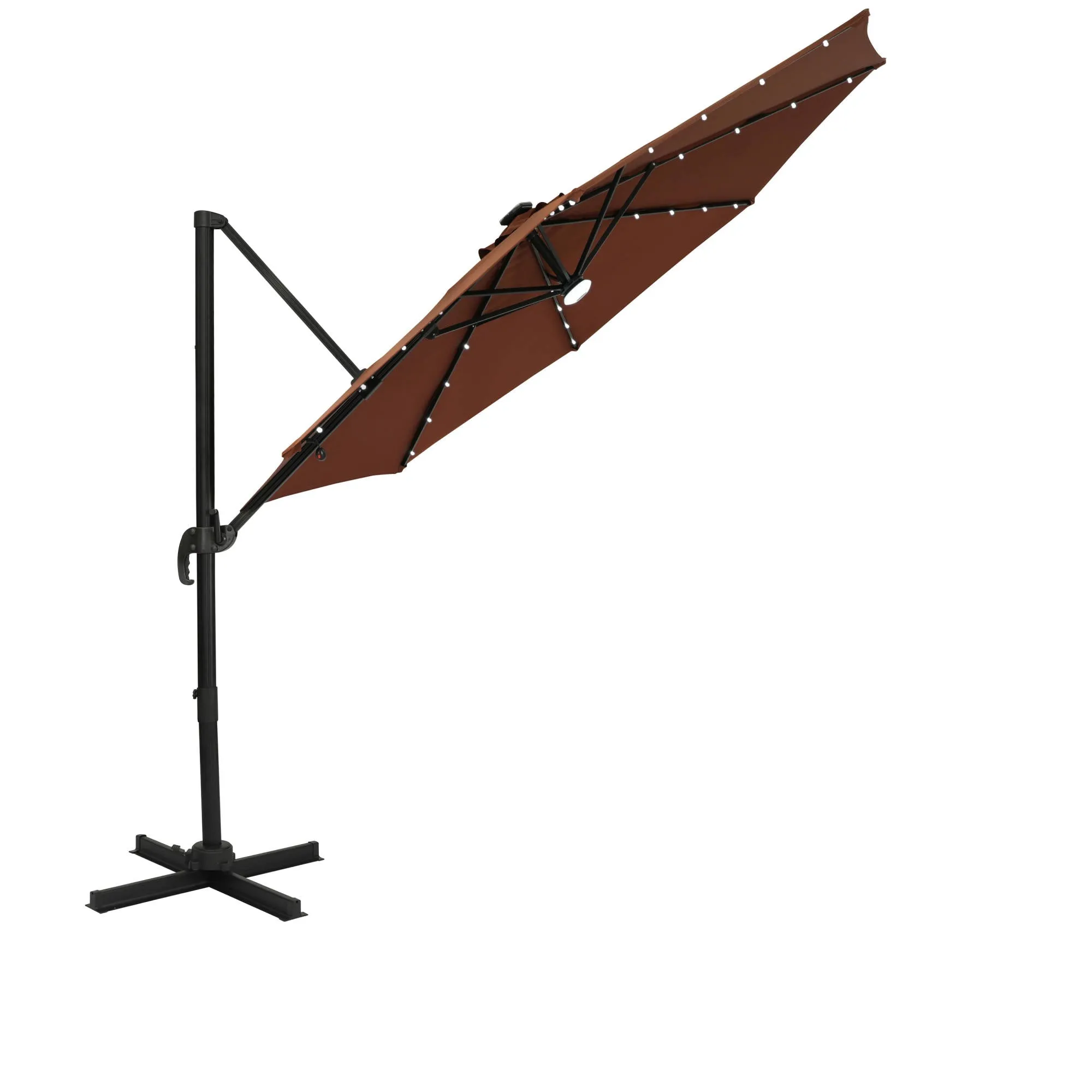 Santiago II 10-ft Octagon Cantilever Umbrella with LED Lights - Polyester Canopy